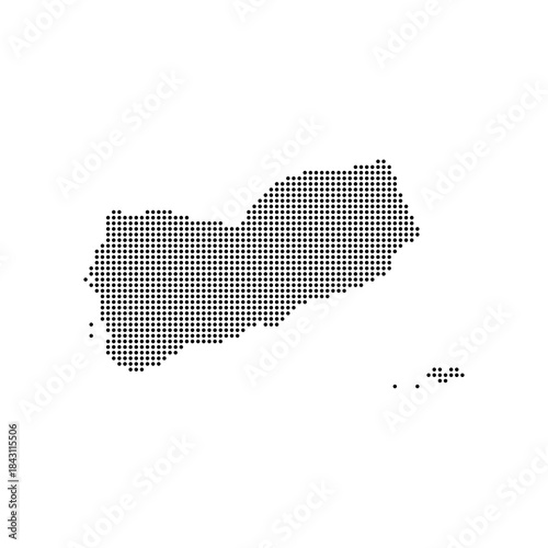 dotted halftone black silhouette of yemen map isolated. yemen country map for travel and presentation. yemen halftones map vector illustration.  world maps circle. global map.