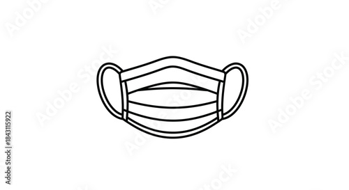 Vector illustration of a medical face mask, an essential piece of protective gear for health and safety, symbolizing hygiene and public well-being during health crises
