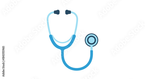 Flat design stethoscope icon, graphic illustration representing medical care and health diagnostics