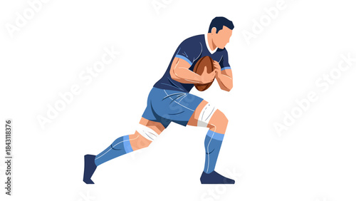 Athletic Player Running with Oval Ball During Sports Game