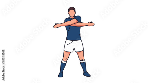 Athletic Male Figure Performing Arm Exercise Sports Training and Fitness Illustration