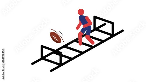 Athlete Training with Agility Ladder and Football for Improved Speed and Coordination
