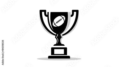 Sports Championship Trophy Icon Victory Award Symbol in Black and White