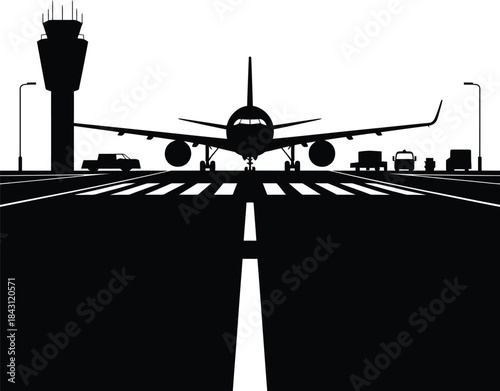 Airport illustration graphic element for travel transportation and tourism design