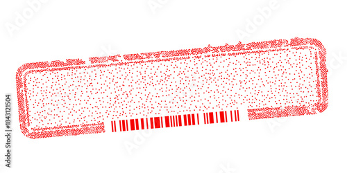 Empty red grunge rubber stamp template with barcode and blank copy space. Distressed vintage texture seal frame isolated on white background. Vector illustration for shipping, mail or business labels
