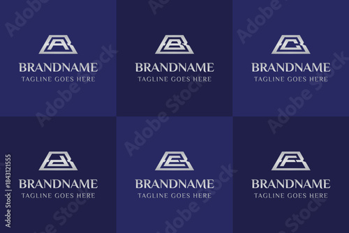 Letters BA BB BC BD BE BF Silver Bar Logo, symbolizing wealth, value, and premium quality