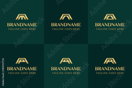 Letters AM AN AO AP AQ AR Gold Bar Logo, symbolizing wealth, value, and premium quality