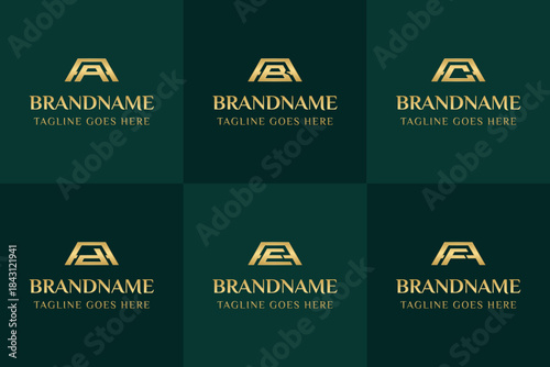 Letters AA AB AC AD AE AF Gold Bar Logo, symbolizing wealth, value, and premium quality