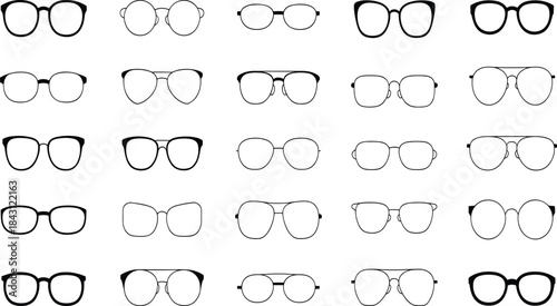 Minimalist eyeglass frame set featuring modern, vintage, round, square, and cat-eye styles for fashion, 