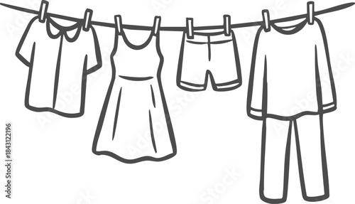 Clothesline with hanging laundry