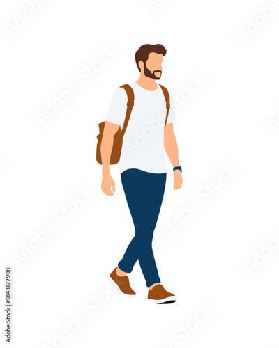 Flat vector people and illustration, man with casual outfit