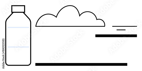 Environment theme. Environment with a water bottle, cloud, and lines ecology, sustainability, and conservation. Environment awareness promoting sustainable living. Usable for eco campaigns