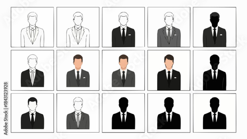 Collection of Business People Silhouettes and Illustrations.