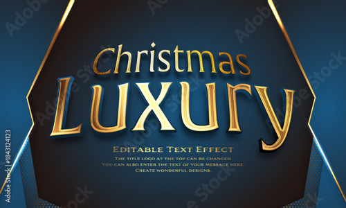 [Editable Text Effect Logo] ”Christmas  Luxury  Logo” The title logo style is a metalic gold shining logo on a luxurious background.