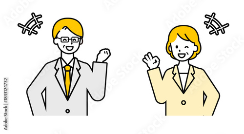 シンプルなシニアの会社員の男女_OK