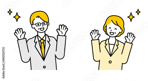 シンプルなシニアの会社員の男女_うれしい