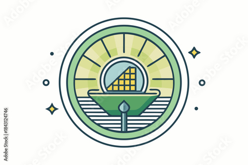 solar badge abstract rays symbol