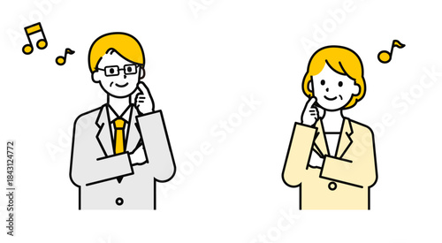 シンプルなシニアの会社員の男女_上機嫌