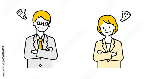 シンプルなシニアの会社員の男女_困った