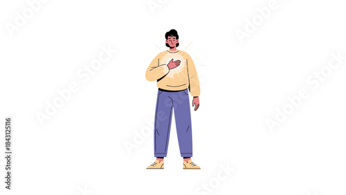 Illustration of a person with a glowing heart representing spiritual healing and inner peace