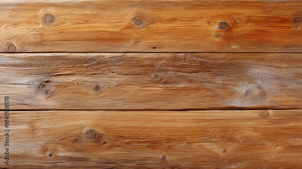 Naklejka premium Close-Up View of Natural Rustic Wooden Planks with Visible Texture, Grain, and Knots, Suitable for Backgrounds and Design Projects