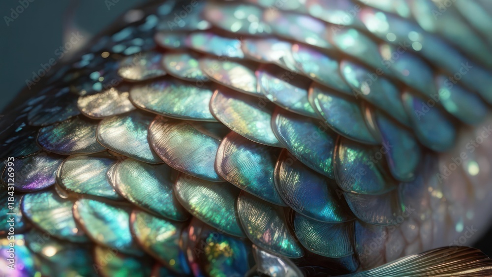 Fototapeta premium Close-up of iridescent fish scales