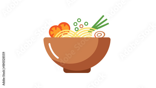 Delicious Noodle Soup Bowl Illustration Asian Cuisine Meal
