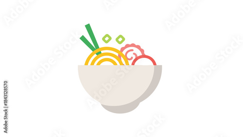Delicious Asian Noodle Soup Bowl Illustration