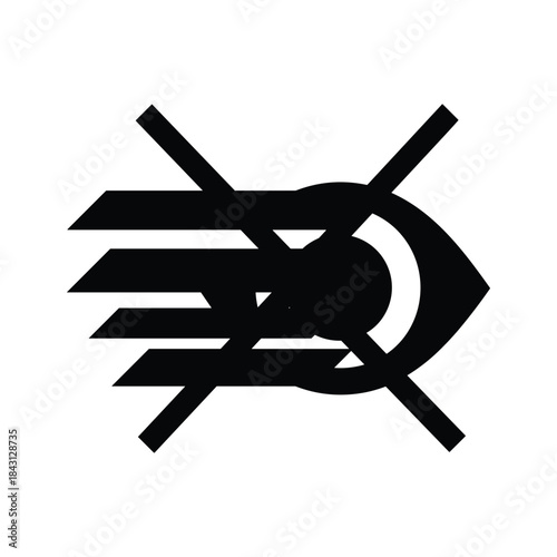 Black silhouette icon representing no visual data or hidden view, isolated on