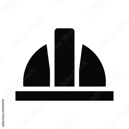 Black silhouette icon of a construction safety hard hat isolated on