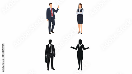 Business Professionals and Silhouettes Representing Corporate Figures.