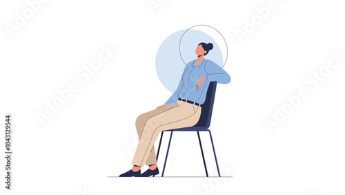 Illustration of a person sitting in a chair, a minimalist look and feel illustration