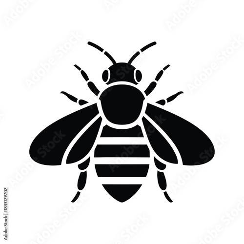 Black silhouette of a bee isolated on