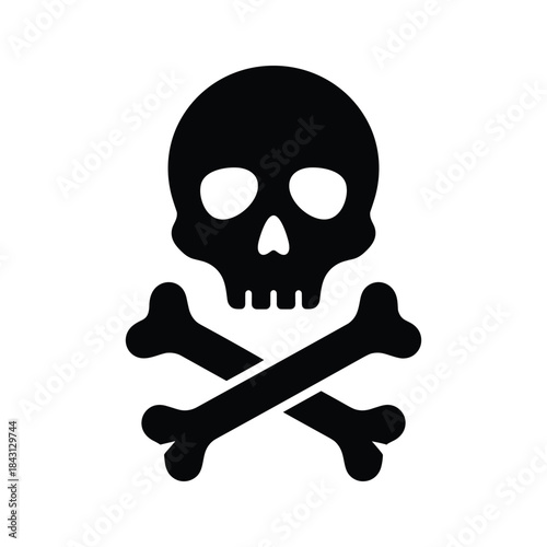 Black skull and crossbones symbol isolated on