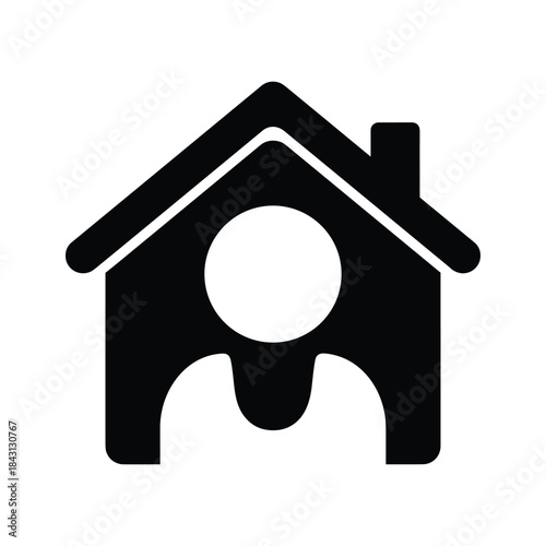 Home user icon representing a person living in a house or property, isolated on
