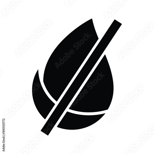Black icon representing no liquid or water, isolated on