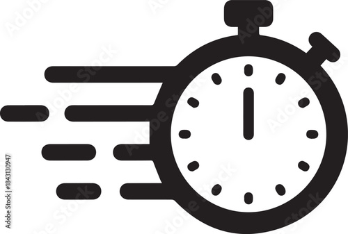 black stopwatch vector illustration icon timer clock sport dial second counting