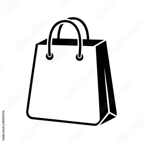 Simple black and white shopping bag icon