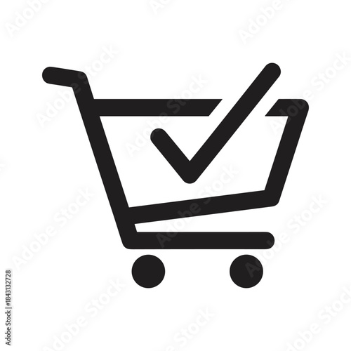 Shopping cart with checkmark icon