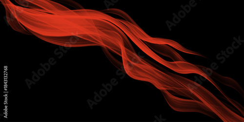 Abstract red Wave Background. Abstract red watercolor waves background. Red smoke on black background. Colored smoke on black background. Red fire flowing on dark background, copy space for design. 