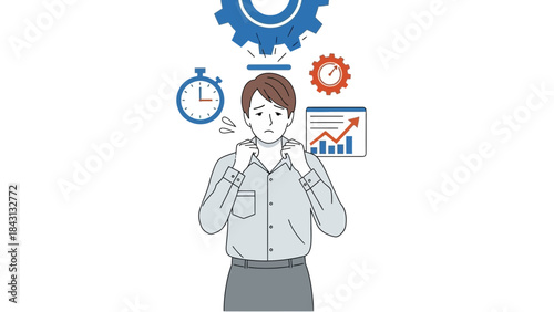 Illustration depicting stress in business: time pressure, deadlines, and performance, no comma