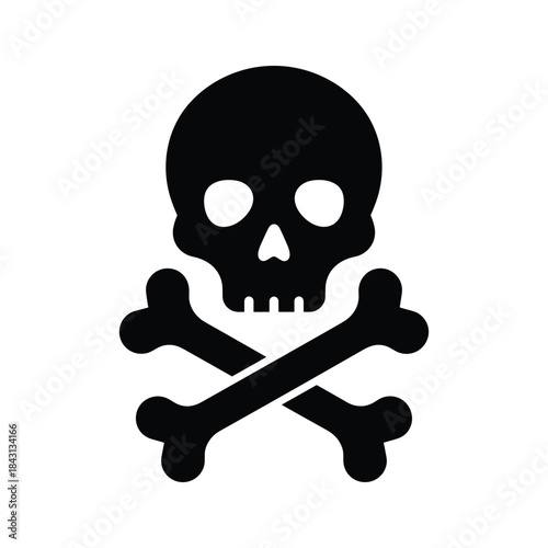 Black skull and crossbones isolated on, a symbol of danger, death, and toxicity, conveying a sense of warning