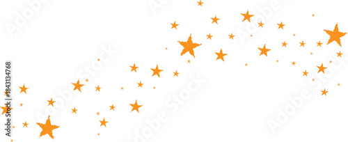 Bright yellow and orange stars on a transparent background. Rough orange stars vector . Perfect for celebration, success, or magical themes. Ideal for holiday cards, banners, or decorative designs.