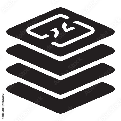  Abstract layered geometric shapes with internal arrows forming a cycle silhouette