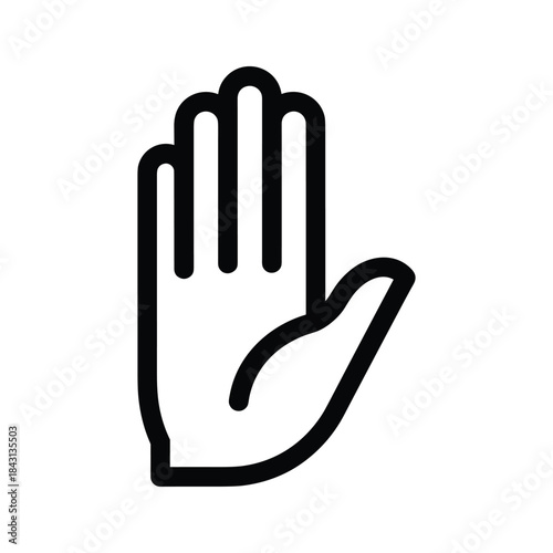 Stop hand icon, isolated on