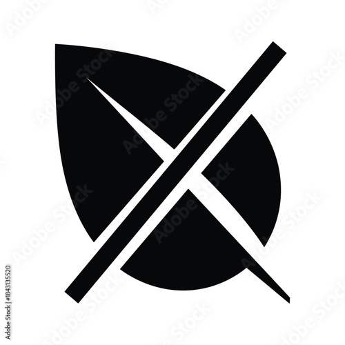 Black leaf symbol with a cross through it, indicating no leaves or no plants