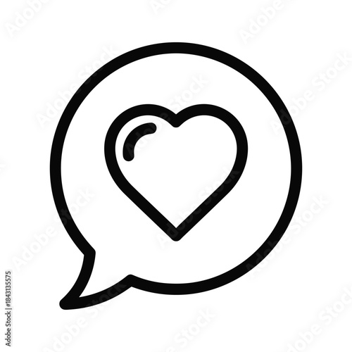 Speech bubble with heart icon, isolated on