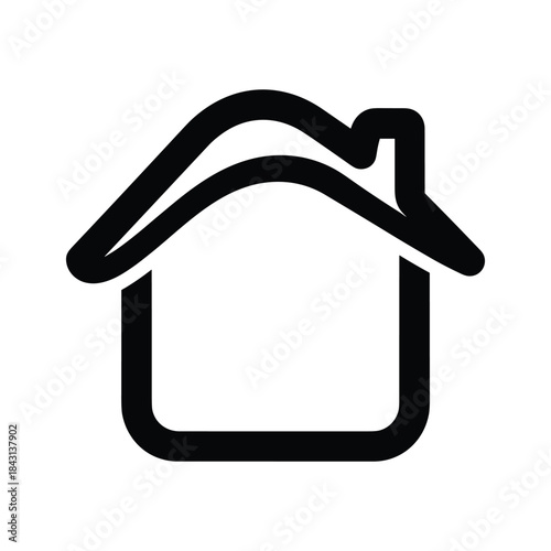 Simple house icon with roof and chimney