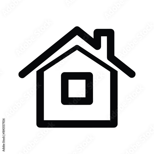 Simple house icon with chimney