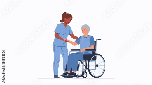 A nurse with a patient in a wheelchair